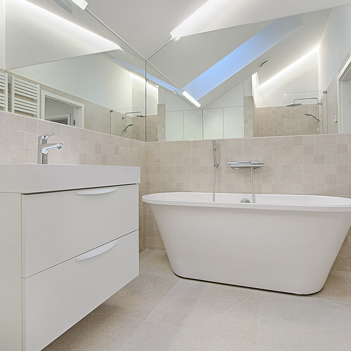 White bathroom interiors