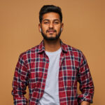 Stylish Handsome Indian Man Tshirt Pastel Wall 1